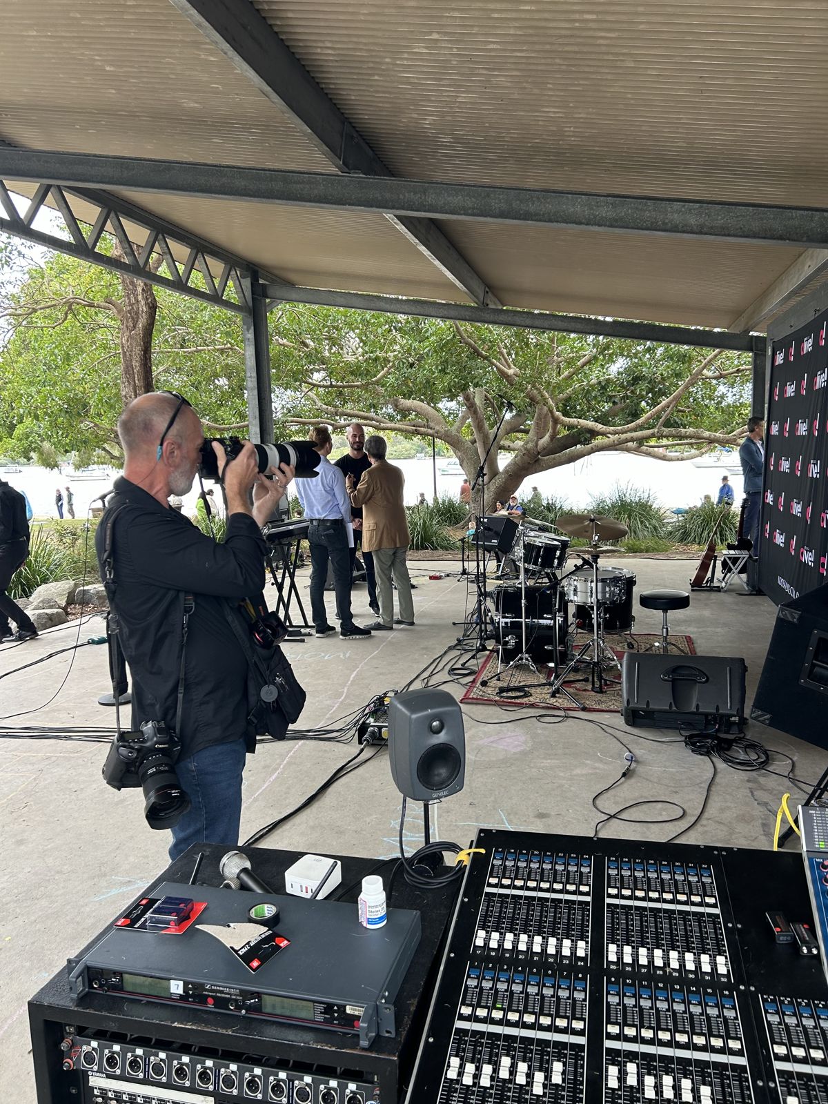 Front-of-house mix position at the Noosaville foreshore stage, Noosa Alive