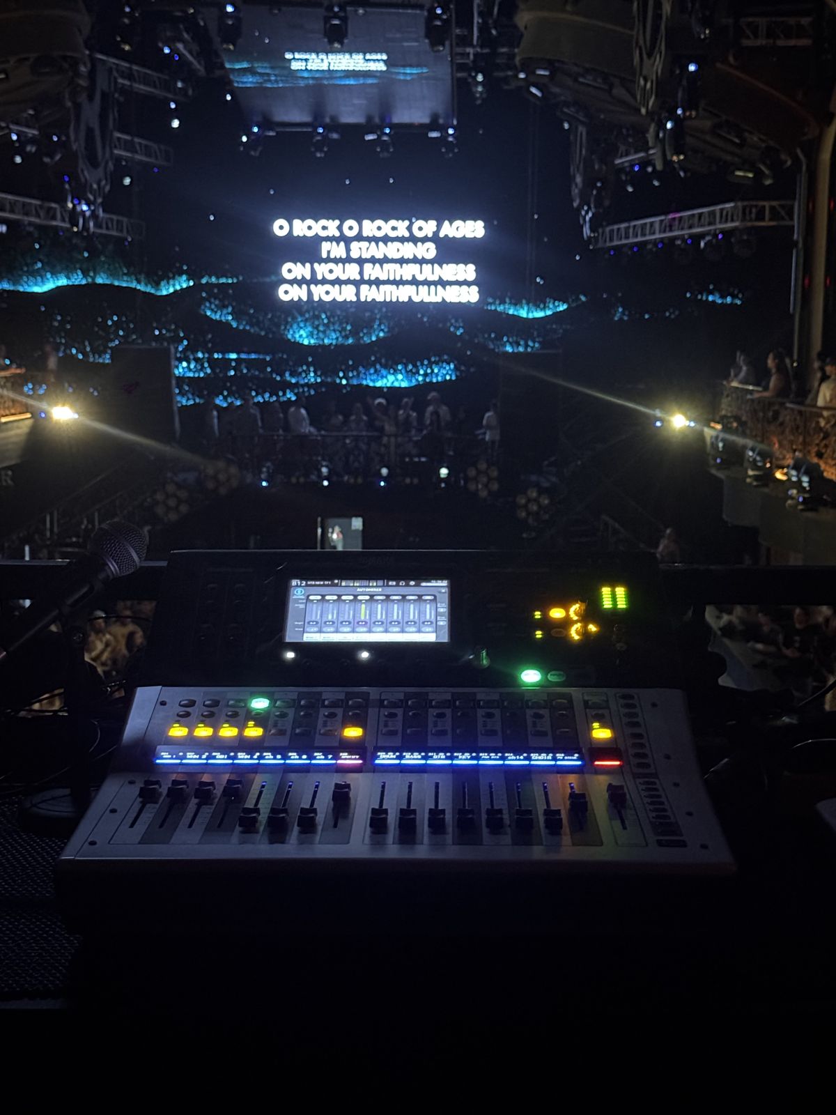 Compact digital mixer at a church service