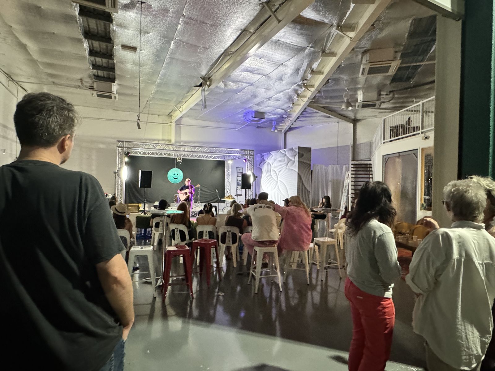 Live music gig in a warehouse space